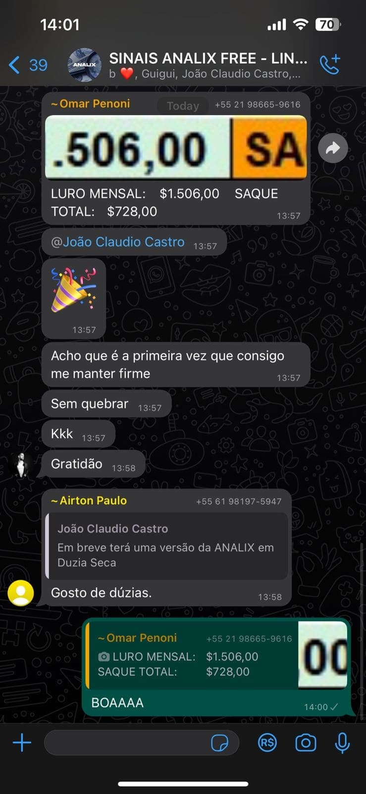 Depoimento de um usuário